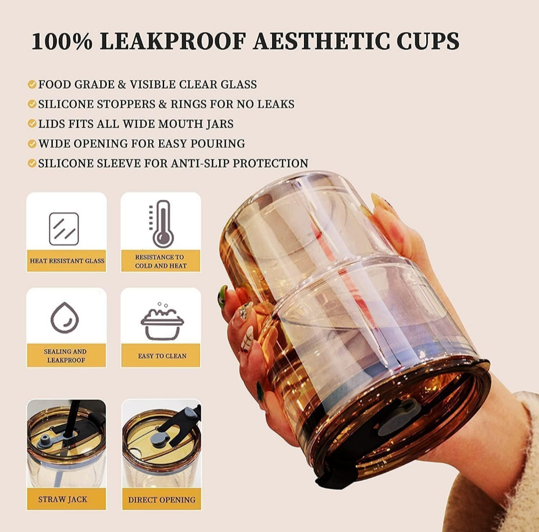 Glass with straw and cover