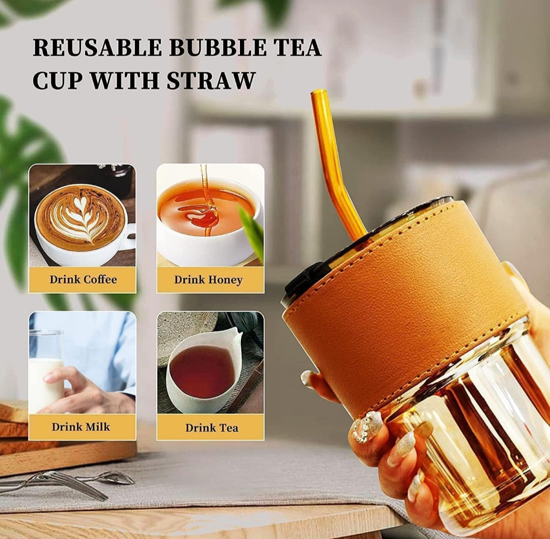 Glass with straw and cover