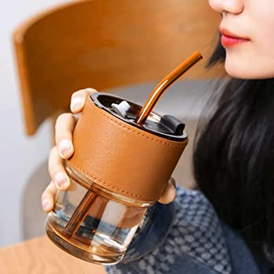 Glass with straw and cover