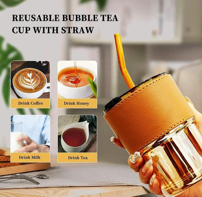 Glass with straw and cover